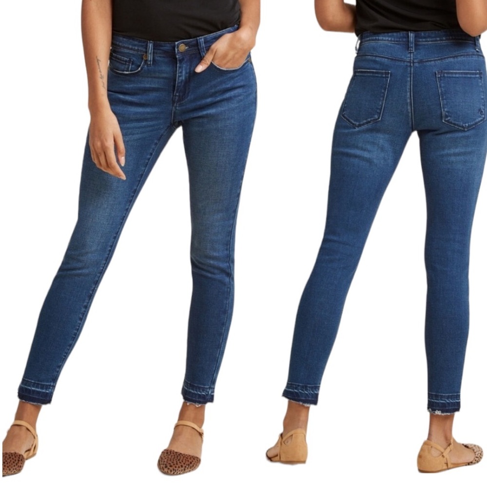 ModCloth Midrise Medium Wash Blue Released Hem Skinny Jeans Size Medium 6/8